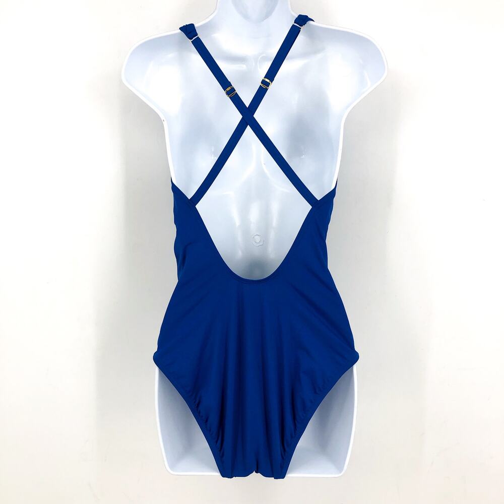 BLEU ROD BEATTIE Ring Master Drape One-Piece Swinsuit US 6 Blue Azure NWT - Picture 6 of 11